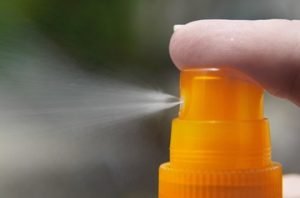 Essential oil spray from a spray bottle