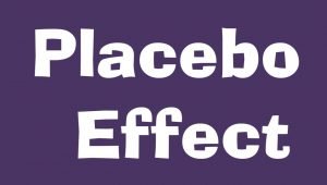 Placebo effect white text on purple background