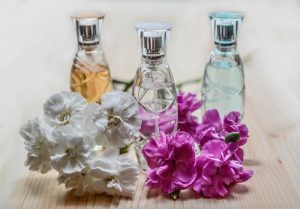 Three glass spray bottles for essential oil room sprays